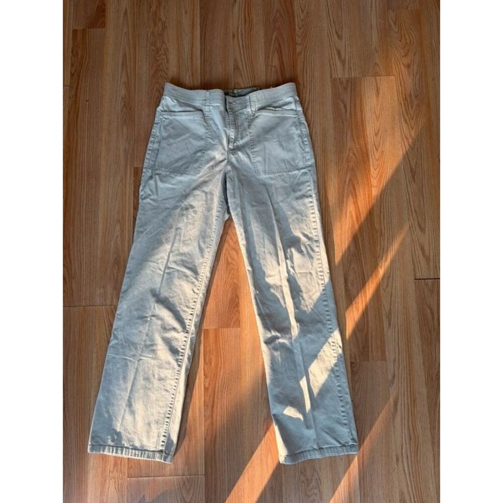 Gloria Vanderbilt Size 10 Straight Leg Utility Khakis Gray Beige Patch Pocket